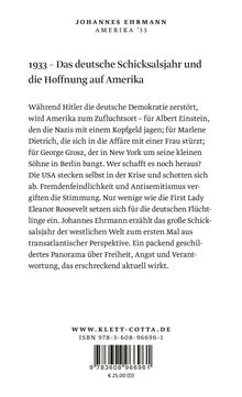 "1933 – Das deutsche Schicksalsjahr und die Hoffnung auf Amerika. Johannes Ehrmann: AMERIKA '33. Ein Buchrückentext."