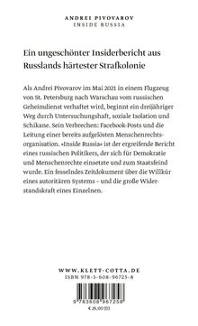 „Ein ungeschönter Insiderbericht aus Russlands härtester Strafkolonie“; Text beschreibt Verhaftung und Haft.
