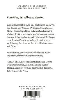 Titel: Vom Wagnis, selbst zu denken. Autorenname: Wolfram Eilenberger. Preis: €16,00. ISBN: 978-3-608-98918-2.