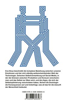 Eva Illouz beschreibt die Beziehung zwischen Emotionen und Technologie. ISBN 978-3-608-98965-6. Blaue, labyrinthartige Illustration.