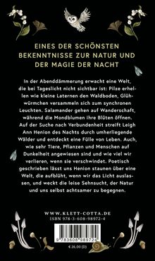 Text: "Eines der schönsten Bekenntnisse zur Natur und der Magie der Nacht." Illustration: Eule, Pflanzen, Pilze.