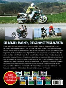 **DIE BESTEN MARKEN, DIE SCHÖNSTEN KLASSIKER**

Text über Motorräder von den 70ern bis 90ern. Bilder von Motorrädern in Aktion. Hinweis auf Quartett-Karten.