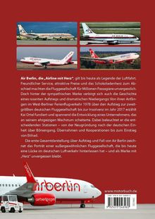 Logo von Air Berlin in Rot. Vier Flugzeugbilder, Geschichte eines dramatischen Aufstiegs und Niedergangs der Airline.
