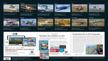 Eine Kalendervorschau mit Flugzeugen von Januar bis Dezember. Texte zu Flugzeugtypen, Baujahren und Motoren.