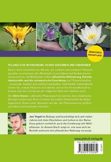 Erweiterte Neuauflage! Pflanzliche Notnahrung sicher erkennen und einordnen. Joe Vogel ist Biologe. www.pietsch-verlag.de

Drei Pflanzenbilder oben: Löwenzahnblüte, lila Blüte mit Blättern, weiße Seerose.
