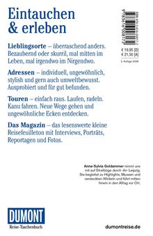 Titel: Eintauchen & erleben. Beschreibungen zu Lieblingsorten, Adressen, Touren, und Das Magazin. Logo: Dumont Reise-Taschenbuch.