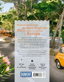 Endlich Ruhestand, endlich Freiheit: 30 außergewöhnliche Trips in Europa. Hintergrund: Bäume, Straße, gelbes Auto.