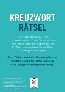 Text: "KREUZWORT RÄTSEL. Über 280 Kreuzworträtsel – Knobelvergnügen pur. Der Rätselklassiker für schlaue Ratefüchse."