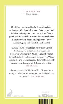 Rückseite eines Buches mit gelbem Rand. Text beschreibt ein Buch über Schuldgefühle, Machtstrukturen und Solidarität.