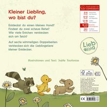 "Kleiner Liebling, wo bist du?" Einladung zum Entdecken verschiedener Tiere. Drei Tiere laufen fröhlich auf einer Wiese.