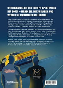 Aufschrift: OPTIONSHANDEL IST DER 1000-PS-SPORTWAGEN DER BÖRSE... Illustration: Zwei Personen, gelbes Auto, Abendstimmung.