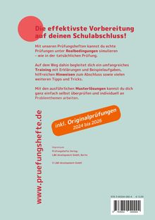 "Die effektivste Vorbereitung auf deinen Schulabschluss!" Rot-orange Schrift, hellblaues Design mit einem Barcode unten.