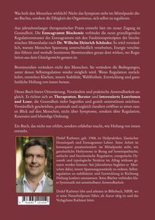 Buchrückseite mit Text über Enneagramm Biochemie und Heilverfahren. Erwähnt Dr. Wilhelm Heinrich Schüßler und Detlef Rathmer. Unten links Bild eines Mannes. Farblich dominiert ein Rotton.