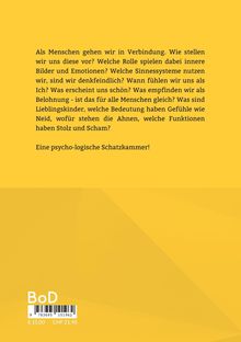 Ein gelber Hintergrund mit Text über menschliche Verbindungen und Emotionen. Preisangabe unten: € 15.00 / CHF 21.90.