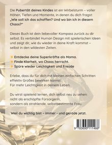 Ein beige Hintergrund mit einem Text über Elternsein, Human Design und Selbstfindung, dazu ein Barcode.