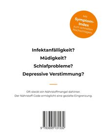 Infektanfälligkeit? Müdigkeit? Schlafprobleme? Depressive Verstimmung? Orangener Kreis: Mit Symptom-Index. Strichcode unten.
