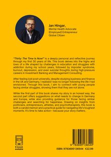 Texte: "Jan Hingar, Mental Health Advocate, (Employed) Entrepreneur, Global Citizen." Porträtfoto, gelber Hintergrund.