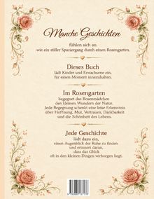 "Manche Geschichten fühlen sich an wie ein stiller Spaziergang durch einen Rosengarten." Zartes Blumenmuster.