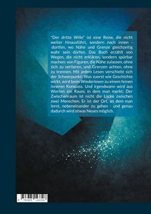 Ein Buchtext über innere Reisen, Nähe und Kompass. Hintergrund: Ein dunkles, sternenartiges, blau-schwarzes Muster.
