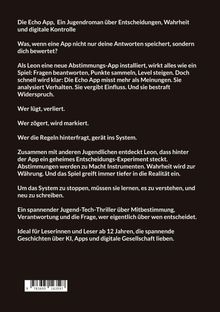 Text über eine App, die Entscheidungen und Verhalten analysiert. Jugendliche hinterfragen ein System. Spannung ab 12 Jahre.