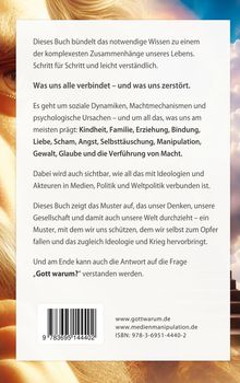 Ein Buch erklärt Lebenszusammenhänge: Kindheit, Familie, Erziehung. Es behandelt soziale Dynamiken und Ideologien. Links ist ein Gesicht zu sehen, rechts Himmel mit Wolken.
