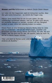 Titel: "Wasser und Eis: Reflexionen zu Hakuin Zenjis Zazen Wasan". Hintergrund: Eisberge im Meer.