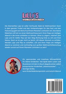 "Lilli's Weihnachtswunsch" und Beschreibung über Lilli und ihre Weihnachtsabenteuer. Foto eines lächelnden Kindes mit rotem Hut.