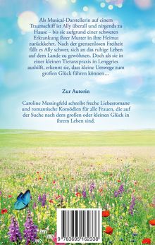 Ein Text beschreibt die Rückkehr von Ally in ihre Heimat und das Finden von Glück. Im Vordergrund eine bunte Blumenwiese.