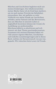 Ein Text erzählt von der lebenslangen Leidenschaft für Märchen und der Ausbildung zur Märchenerzählerin. Unten sind ein Barcode und ein Preis.