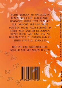 Zu sehen sind beschriebene Federn und Briefe auf einem orangefarbenen Hintergrund, mit ISBN-Code unten.