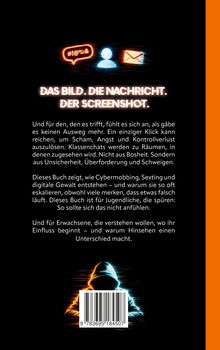 „Das Bild. Die Nachricht. Der Screenshot.“ Oben Symbole: Sprechblase, Person, Umschlag. Unten Barcode.