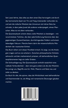Text über die Verbindung des Dao, der Quantenphysik und deren tiefem Einfluss auf Weltverständnis. Untere Hälfte: Barcode.