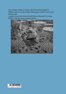 Texte über Mundartgedichte für Pfälzer. Schwarzweißfoto von zwei Fröschen im Wasser, umgeben von Pflanzen.