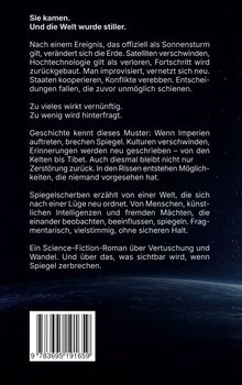 Text über eine veränderte Welt nach einem Sonnensturm. Science-Fiction über Vertuschung und Wandel. Unten ein Barcode.