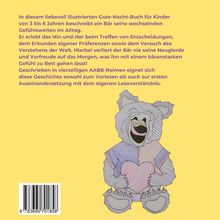 Ein Bär im bunten Stil hält ein Herz. Begleittext beschreibt ein Kinderbuch über Gefühle im Alltag für 3-6-Jährige.