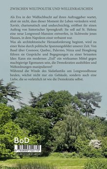 "ZWISCHEN WELTPOLITIK UND WELLENRAUSCHEN" - Geschichte über Architektur, Politikreisen, Liebe und Demokratie vor grüner Waldszenerie.
