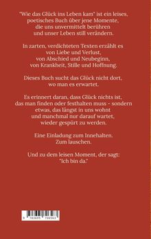 Text über poetische Momente im Leben, die unerwartet berühren - Liebe, Verlust, Abschied, Neubeginn, Hoffnung. Roter Hintergrund.