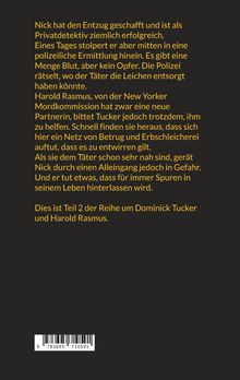 Text über Nick, erfolgreichen Privatdetektiv. Er gerät in Mordermittlungen, Gefahren. Teil 2 der Reihe um Dominick Tucker.