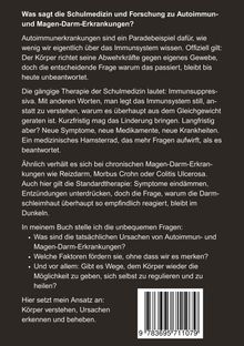 Text über Autoimmun- und Magen-Darm-Erkrankungen, kritisiert Schulmedizin und betont Ursachenforschung. Enthält Barcode.