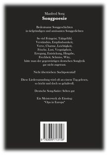 Text: "Manfred Sorg, Songpoesie, Bedeutende Songgeschichten ..." Es beschreibt eine Sammlung deutscher Songtexte.