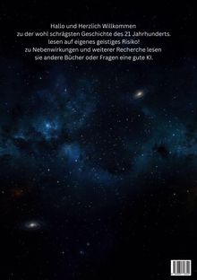 Text oben: Hallo und Herzlich Willkommen [...] eine gute KI. Hintergrund: Sternenhimmel mit Galaxien und Nebeln.