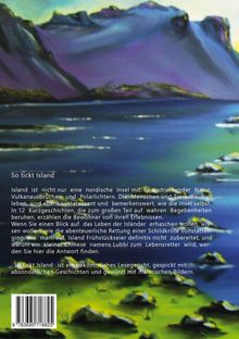 Text über Island und spannende Erlebnisse, darunter Schildkrötenrettung und Frühstückskultur. Illustration einer nordischen Landschaft.