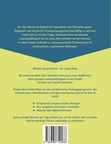 Text über Dr. Kurt Martini und geistige Fitness. Tipps für Gedächtnistraining. Ein Barcode ist unten zu sehen.