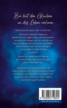 Titel: Boo hat den Glauben an das Leben verloren. Beschreibung: Einladung, sich selbst zu finden. Hintergrund: Sternenhimmel in Blau-Violett.