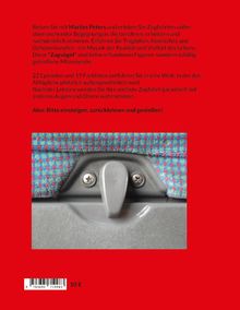 Text über Zugfahrten mit Marlies Peters, Begegnungen und Erlebnisse. Bild eines farbigen Sitzes und Hebels in einem Zug. Preis: 10 €.