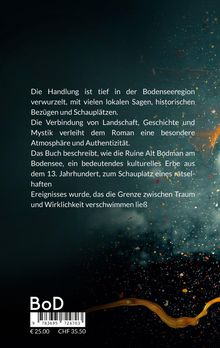 Text beschreibt eine Geschichte in der Bodenseeregion mit historischen Bezügen. Farbige, mystische Illustration.