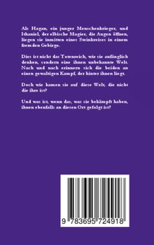 Text beschreibt zwei Charaktere in einer unbekannten Welt nach einem Kampf. Ein Barcode ist unten. Hintergrund ist lila.