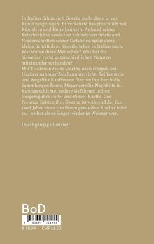 Text über Goethes Kunstreise in Italien, Künstlerkontakte, umfangreich illustriert. Unten Barcode und Preisangaben.