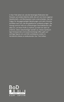 Text über "Star Trek" und gesellschaftliche Werte. Informationen zu Ferengi und einem Sachbuch. Barcode mit Preisen unten.