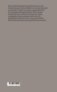 Text über einen Mann, der in einer geschlossenen Anstalt lebt, mit einem Barcode unten.